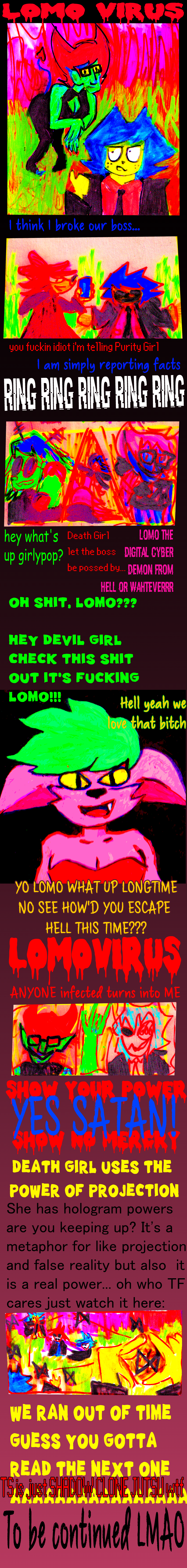 they go to the aftermath of a school shooting to reap the souls and
            when they get to the computer lab BAM satan is taken over by Lomo!